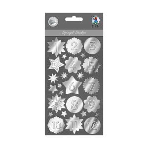 Ursus SPIEGEL-STICKER SILBER, ADVENTSZAHLEN 24 ST.