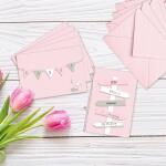 Ursus EINLADUNGSKARTEN 220G. + KUVERTS 100G. ROSA