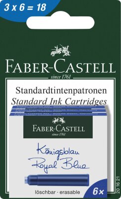 Faber Castell Tintenpatronen Standard 3x6er blau