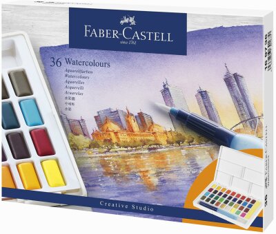 Faber Castell Aquarellfarben Farbkasten mit 36 Farben