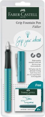 Faber Castell Füller Grip 2010 türkis Feder M mit Patronen