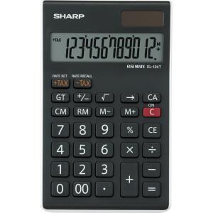 Sharp Tischrechner EL-124T schwarz-weiß, mit Steuerberechnung