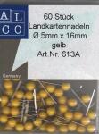 Alco Landkartennadel 16mm Ø5mm gelb 60 Stück