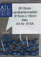 Alco Landkartennadel 16mm Ø5mm blau 60 Stück