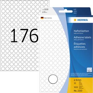 Herma Farbpunkte permanent haftend Ø 8 mm weiss 5632 Etik. Handbeschriftung