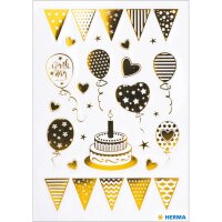 Herma Sticker CREATIVE Birthday Birthday Party Goldfolie...