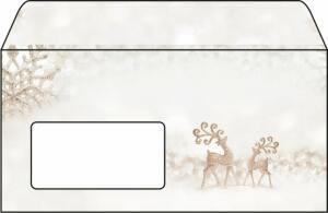 Weihnachts-Umschlag - Rentiere - silber/braun DIN lang - 50 Umschläge