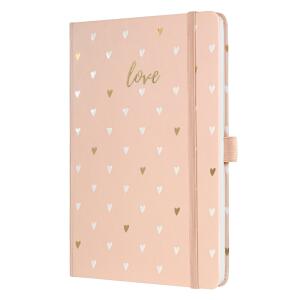 SIGEL JN335 Notizbuch Jolie - Rose Love - liniert - 80 g/m² - ca. A5 - rosa - Hardcover - 174 Seiten - FSC-zertifiziert