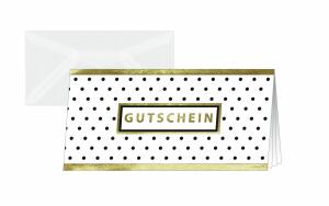 SIGEL DS100 Gutschein-Karten - Golden Glimmer - gold/weiß/schwarz - DIN lang - 10 Karten + Umschläge - inkl. transparente Umschläge