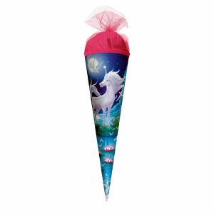 Motiv-Schultüte Mondscheineinhorn 50cm rund Tüllverschluss