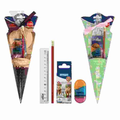 Schultüte 35cm mehrfarbig STYLEX 47158 4-teilig gefüllt
