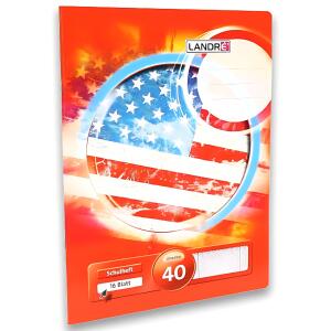 LANDRÉ Schulheft A4, 16 Blatt, 80 g/m², 4fach gelocht, Lineatur 40