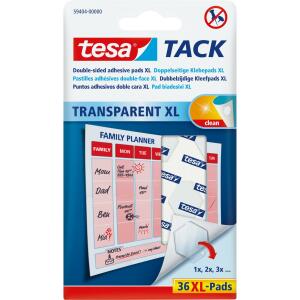 tesa Tack Klebestücke - 36 Pads XL, ablösbar, transparent