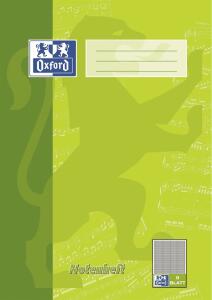 Oxford Schule Notenheft A4, 8 Blatt, Lineatur 14 mit Hilfslinien, Optik Paper®