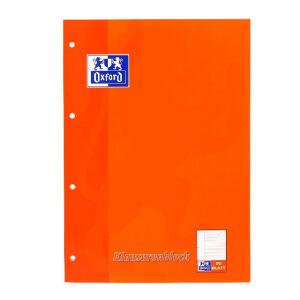 OXFORD Klausurenblock Schule 5er Pack A4 liniert weißer Rand links 50 Blatt gelocht mit Namens-Feld orange