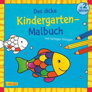 Das dicke Kindergarten Malbuch mit farbigen - Vorlagen und lustiger Fehlersuche ab 2 Jahren