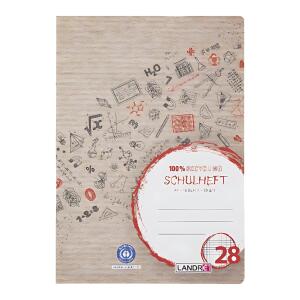 LANDRÉ Schulheft "Recycling" A4, 16 Blatt, 80 g/m², Lineatur 28