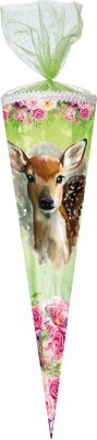 Nestler Schultüte Organza 85 cm 6-eckig Rehkitz