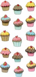 Handmade Stickers Glitzer 3D Muffin