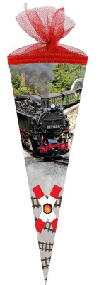 Nestler Schultüte Tüllv. 35 cm rund Dampfeisenbahn