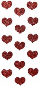Handmade Stickers Rote Glitzer Herzen