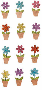 Sticker Glitterblumen im Topf - Rössler