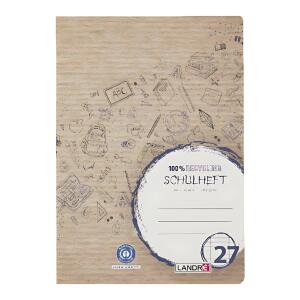 LANDRÉ Schulheft "Recycling" A4, 16 Blatt, 80 g/m², Lineatur 27