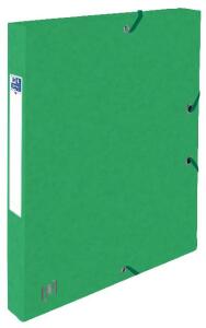 Oxford Sammelbox TOP FILE+, A4, Rückenbreite 25mm, aus 425 g/m² Karton, neue Multi’Strat Technologie bietet einzigartige Strapazierfähigkeit, flache Eckspannergummis, 3 Einschlagklappen, Rückenetikett zur Beschriftung, grün
