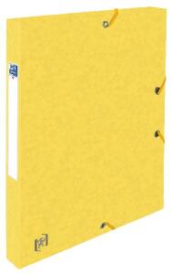 Oxford Sammelbox TOP FILE+, A4, Rückenbreite 25mm, aus 425 g/m² Karton, neue Multi’Strat Technologie bietet einzigartige Strapazierfähigkeit, flache Eckspannergummis, 3 Einschlagklappen, Rückenetikett zur Beschriftung, gelb