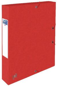 Oxford Sammelbox TOP FILE+, A4, Rückenbreite 40mm, aus 425 g/m² Karton, neue Multi’Strat Technologie bietet einzigartige Strapazierfähigkeit, flache Eckspannergummis, 3 Einschlagklappen, Rückenetikett zur Beschriftung, rot