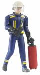 Feuerwehrmann mit Helm Handschuhe und Zubehör