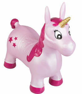 Idena Hüpfpferd Einhorn pink mit Sternen - Größe: 59 x 23 x 53 cm - Sitzhöhe: 23 cm - inklusive Luftpumpe