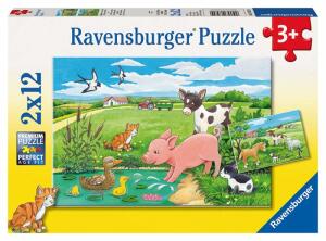 Ravensburger Puzzle 2x12 Teile Bauernhof - Tierkinder auf dem Land - ab 3 Jahren