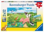 Ravensburger Puzzle 2x12 Teile Bauernhof - Tierkinder auf...