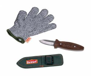 Scout Schnitzset Messer ca.16cm u.Handsch.