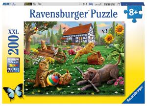 Puzzle XXL 200 Teile Tierkinder - Entdecker auf vier Pfoten
