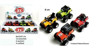Auto 4x4 Metall 8cm Friktion,4f.sort. 4Farben