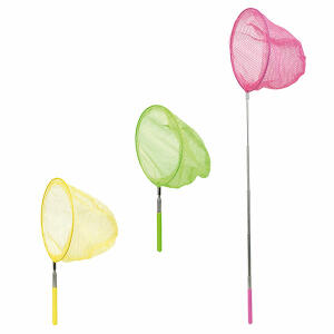Idena Teleskop Kescher Ø 20cm x 83cm, 3 Farben - gelb, pink, hellgrün - Durchmesser 20cm