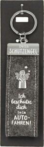 Schlüsselanhänger Filz Schutzengel grau - Ich beschütze dich beim Autofahren, Glücksfilz, Depesche