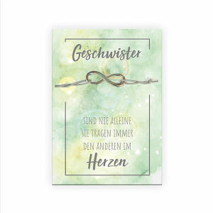 Armband mit Sprüchekarte Geschwister - fertiges Armband