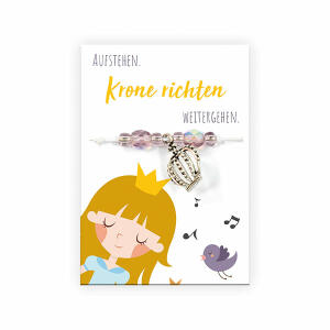 Armband mit Sprüchekarte Krone richten - fertiges Armband