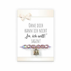 Armband mit Sprüchekarte Ja, ich will - fertiges Armband