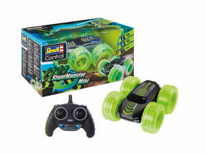 RC Stunt Monster Mini 1080 Reifen mit LED - Beleuchtung, 15,7x14,4x7,4cm, ab 7 Jahren - 1 x 9V Block/ 4 x 1,5V AA erforderlich, nicht enthalten