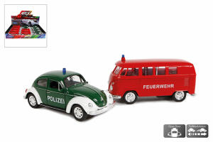 VW Feuerwehr Polizei classical Die Cast 1:38 - T1 Feuerwehr, Klassischer Käfer Polizei, Van Manen