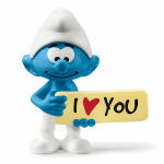 Schleich Lizenzwelt Schlumpf mit Schild - I love you, ab...