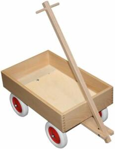 Holz-Kastenwagen klein mit Kunststoffrädern