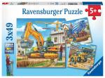 Ravensburger Puzzle 3x49 Teile Baustelle - Große...