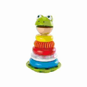 Stapel Frosch mit 5 Farbringen - Stapelturm mit Froschkopf, ab 12 Monaten