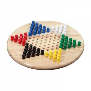 Halma rund Durchmesser 29cm - aus Heveaholz, 3x15 Spielsteine für die 3 Personen Variante, - geeignet ab 6 Jahren