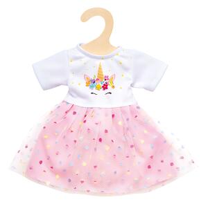 Einhornkleid Hannah 35 bis 45cm - Einhorndruck und Blütenapplikationen